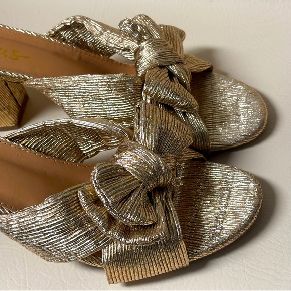 Lulus Dorothea Gold Knotted High Heel Sandals Size 11 - Picture 7 of 10